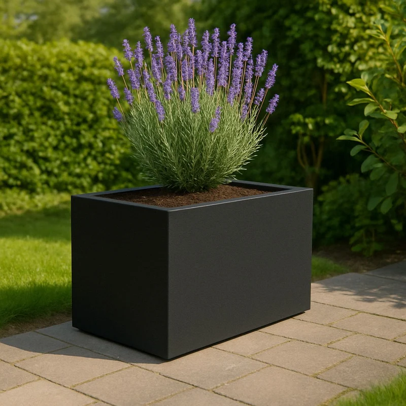 GARDRA Jardinière en polyester noire de jais 80x40x40 cm RAL 9005