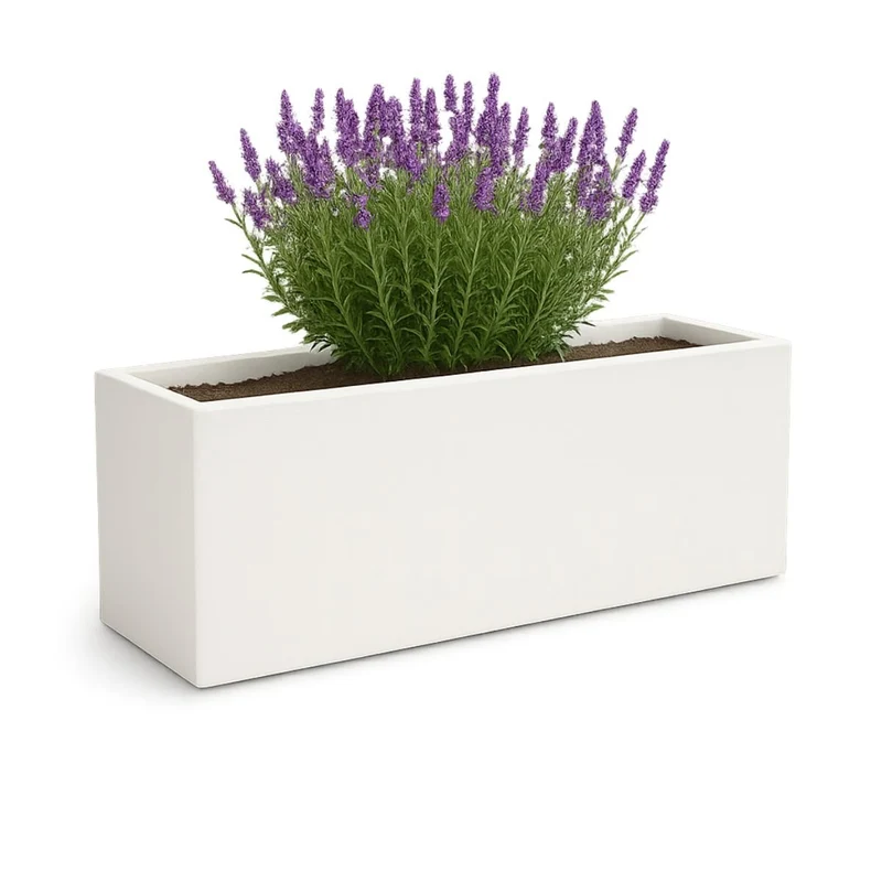 GARDRA Jardinière en polyester blanche pur 120x30x50 cm RAL 9010