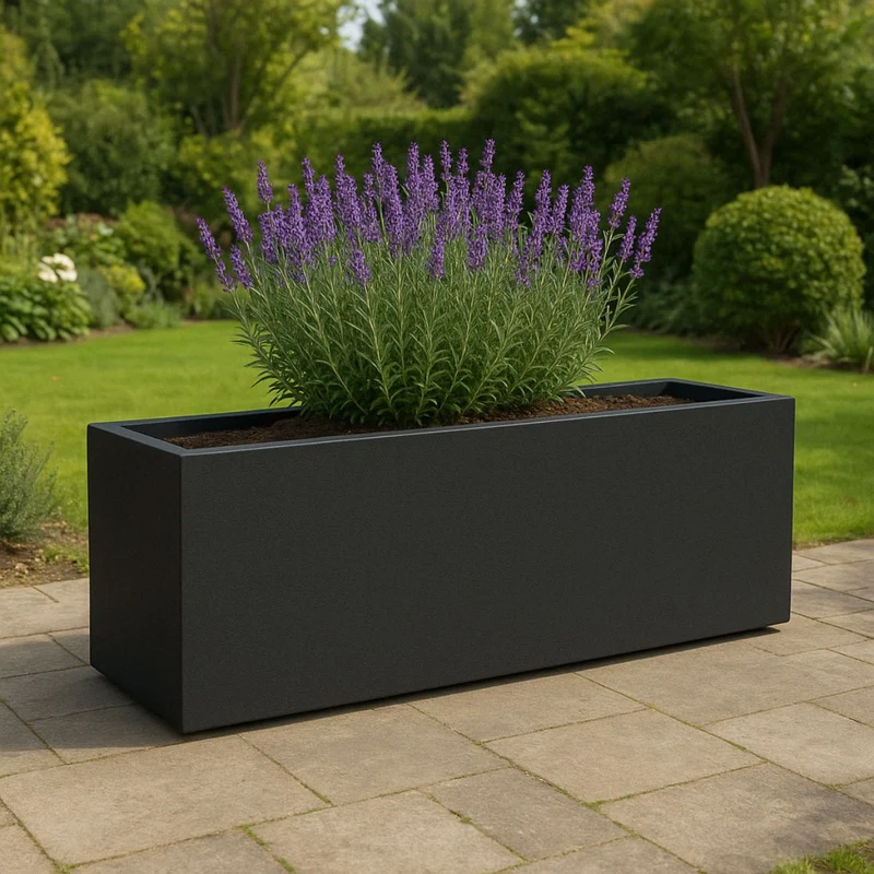GARDRA Jardinière en polyester noire de jais 120x30x50 cm RAL 9005