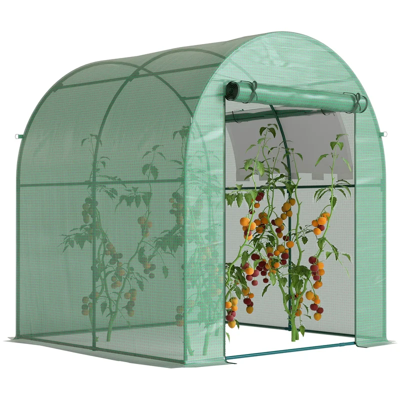 Serre de Jardin Tunnel 180 x 180 x 200 cm – Acier ; Bâche PE, Porte et Fenêtre Enroulables