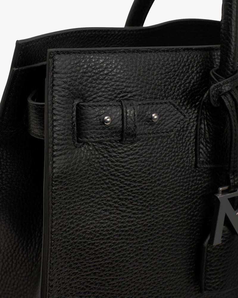 Leather Tote Bag - Textured Black