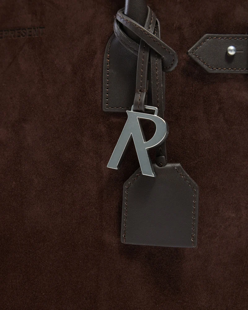 Suede Leather Tote Bag - Brown