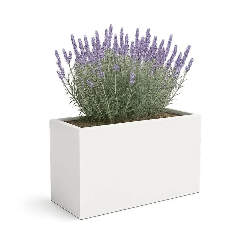 GARDRA Jardinière en polyester blanche pur 100x30x50 cm RAL 9010