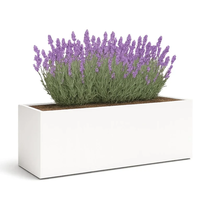 GARDRA Jardinière en polyester blanche pur 158x45x52.5 cm RAL 9010