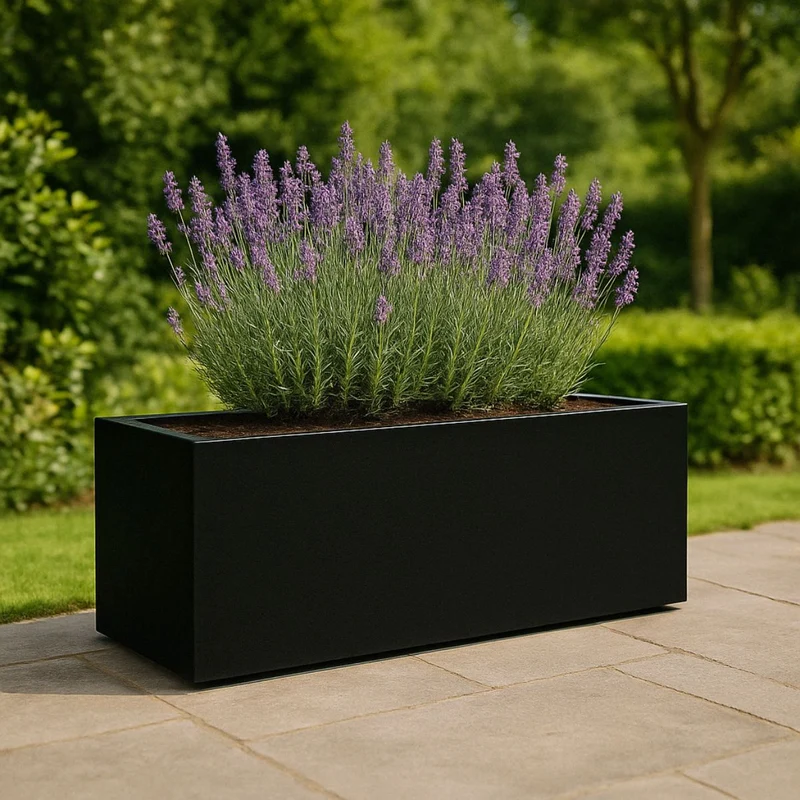 GARDRA Jardinière en polyester noire de jais 158x45x52.5 cm RAL 9005
