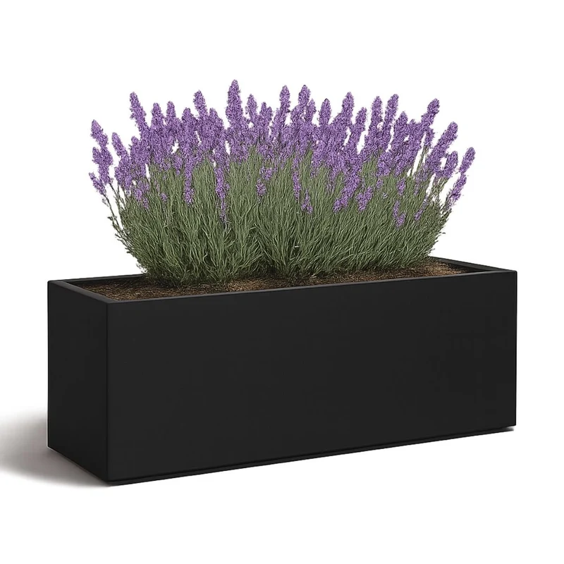 GARDRA Jardinière en polyester noire de jais 158x45x52.5 cm RAL 9005
