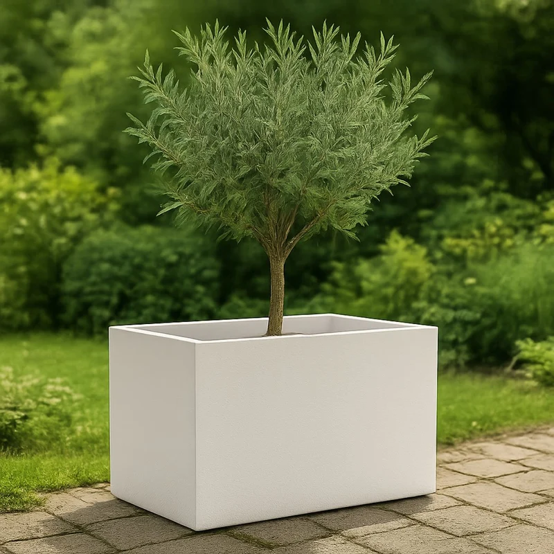GARDRA Jardinière en polyester blanche pur 60x40x40 cm RAL 9010