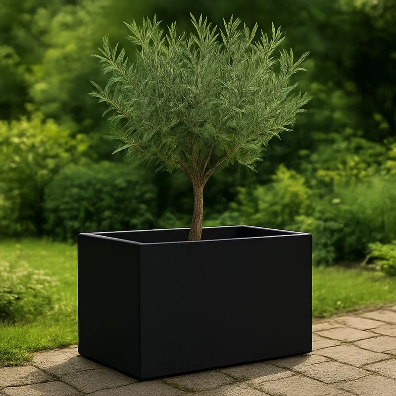 GARDRA Jardinière en polyester noire de jais 60x40x40 cm RAL 9005