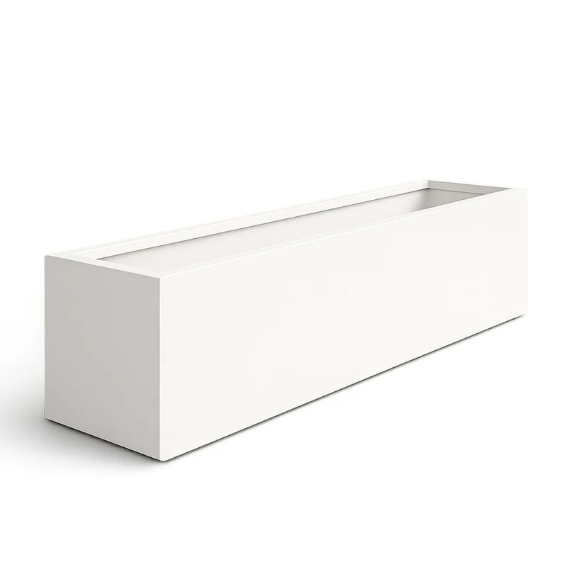 GARDRA Jardinière en polyester blanche pur 190x40x40 cm RAL 9010