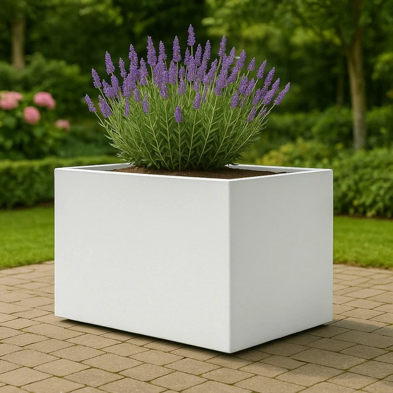 GARDRA Jardinière en polyester blanche pur 125x65x70 cm RAL 9010