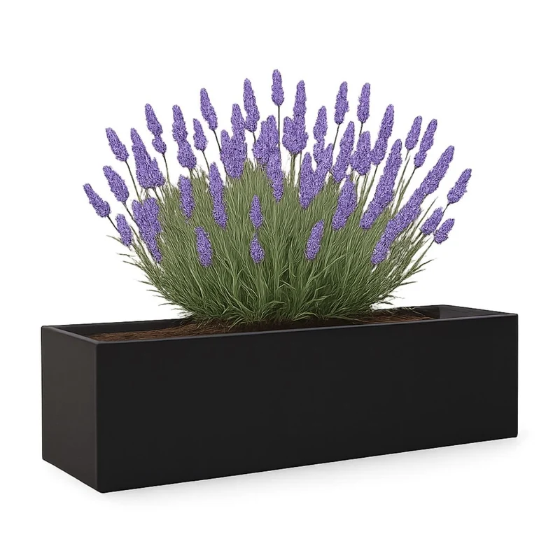 GARDRA Jardinière en polyester noire de jais 190x40x40 cm RAL 9005