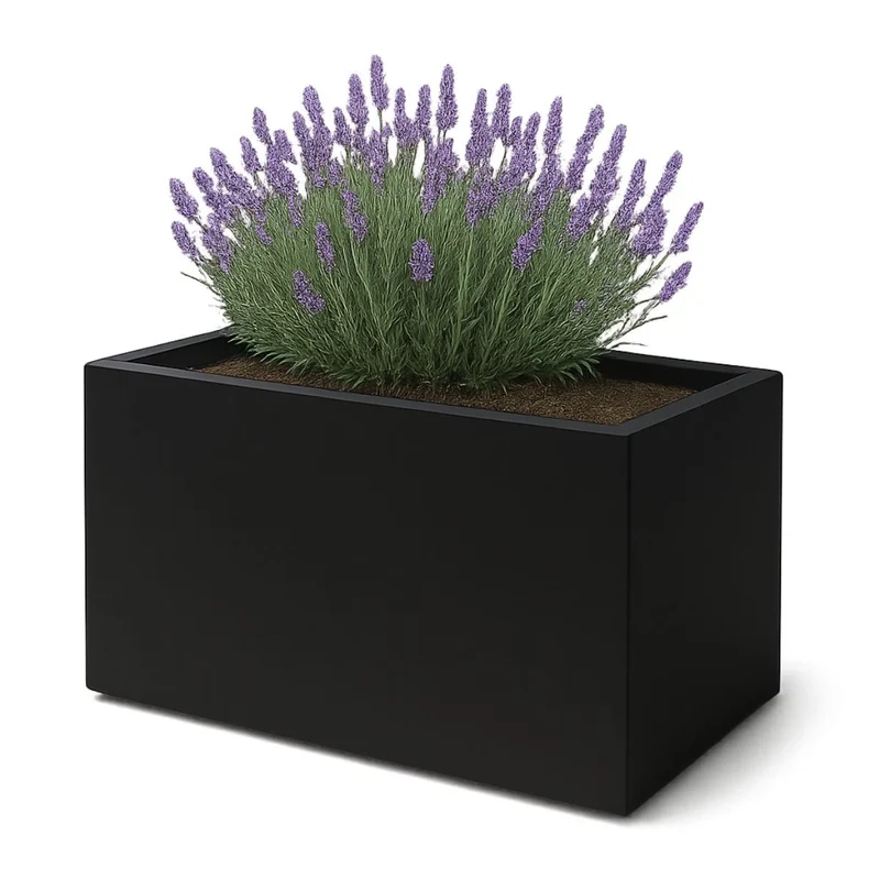 GARDRA Jardinière en polyester noire de jais 125x65x70 cm RAL 9005
