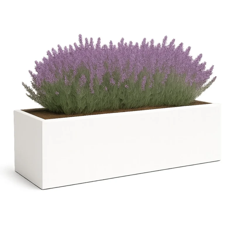 GARDRA Jardinière en polyester blanche pur 200x60x60 cm RAL 9010