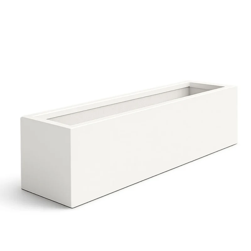 GARDRA Jardinière en polyester blanche pur 170x40x40 cm RAL 9010
