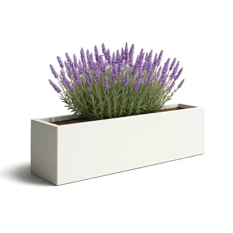 GARDRA Jardinière en polyester blanche pur 170x40x40 cm RAL 9010