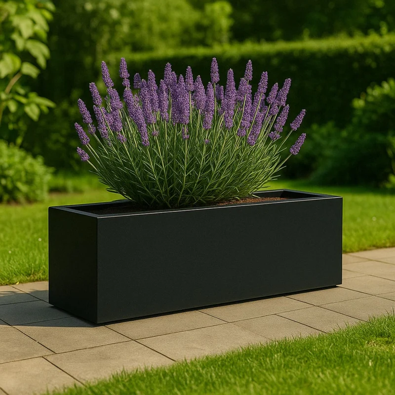 GARDRA Jardinière en polyester noire de jais 170x40x40 cm RAL 9005
