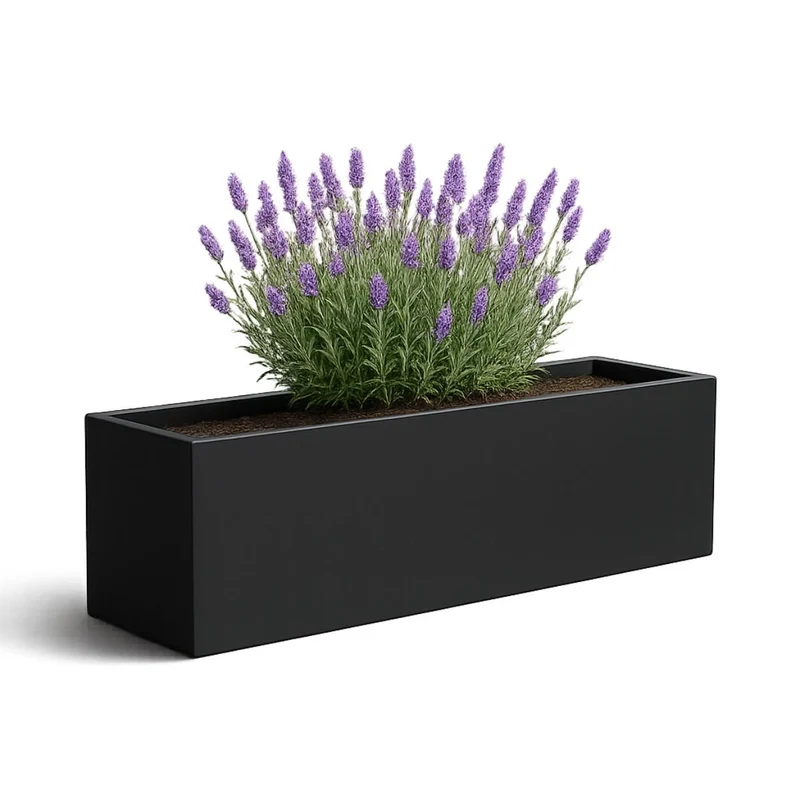 GARDRA Jardinière en polyester noire de jais 170x40x40 cm RAL 9005