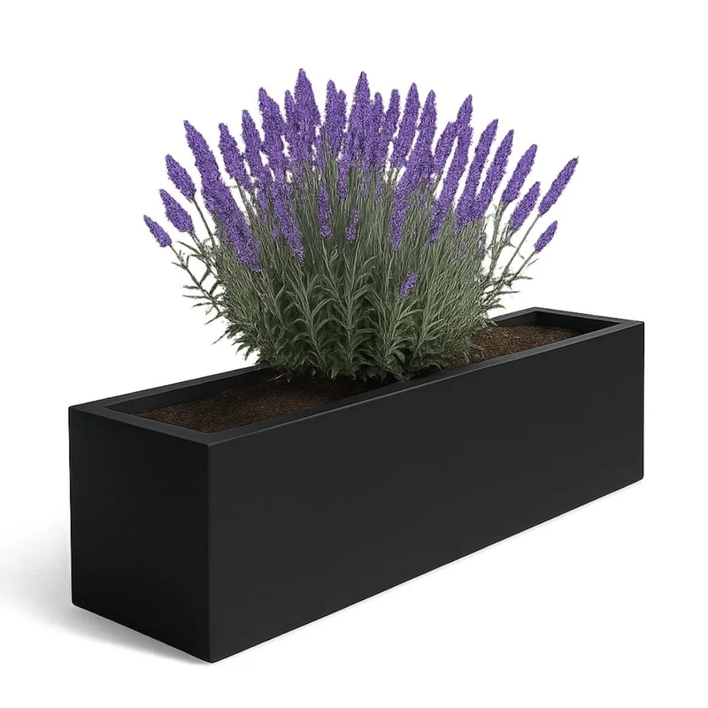 GARDRA Jardinière en polyester noire de jais 200x40x40 cm RAL 9005