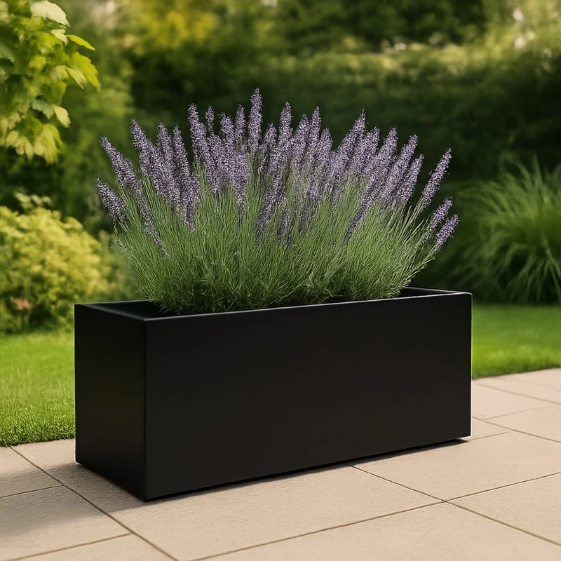 GARDRA Jardinière en polyester noire de jais 120x30x40 cm RAL 9005