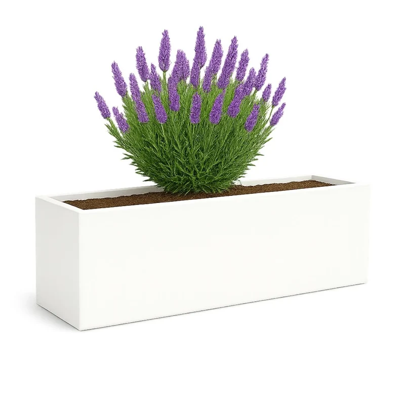 GARDRA Jardinière en polyester blanche pur 150x40x40 cm RAL 9010