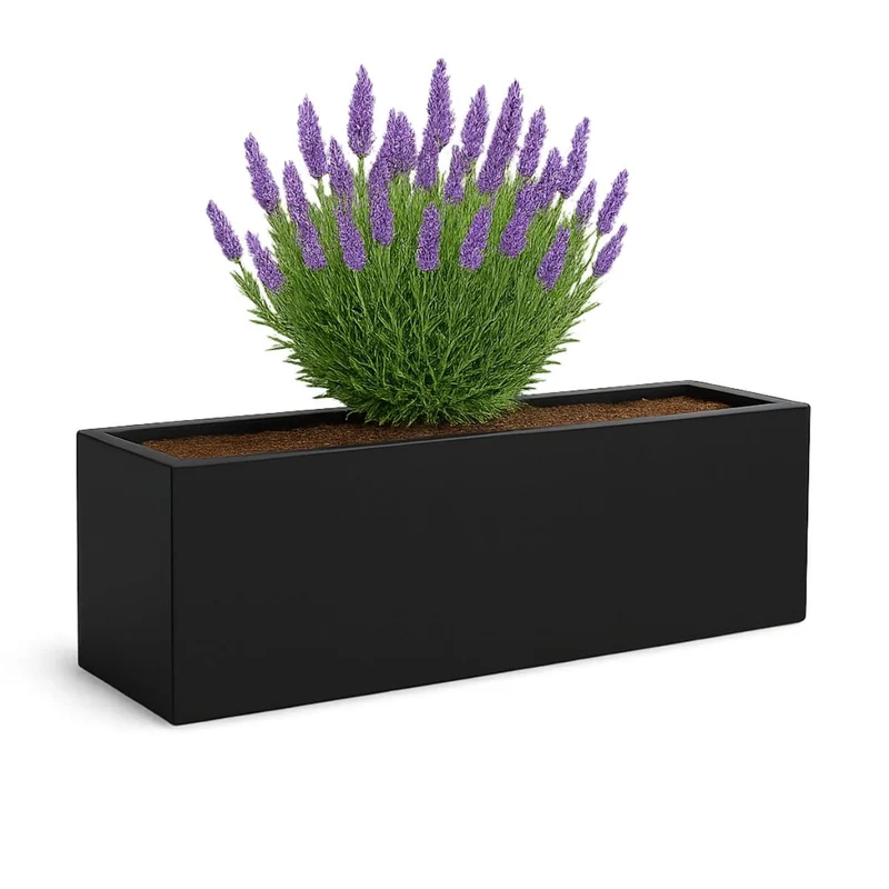 GARDRA Jardinière en polyester noire de jais 150x40x40 cm RAL 9005