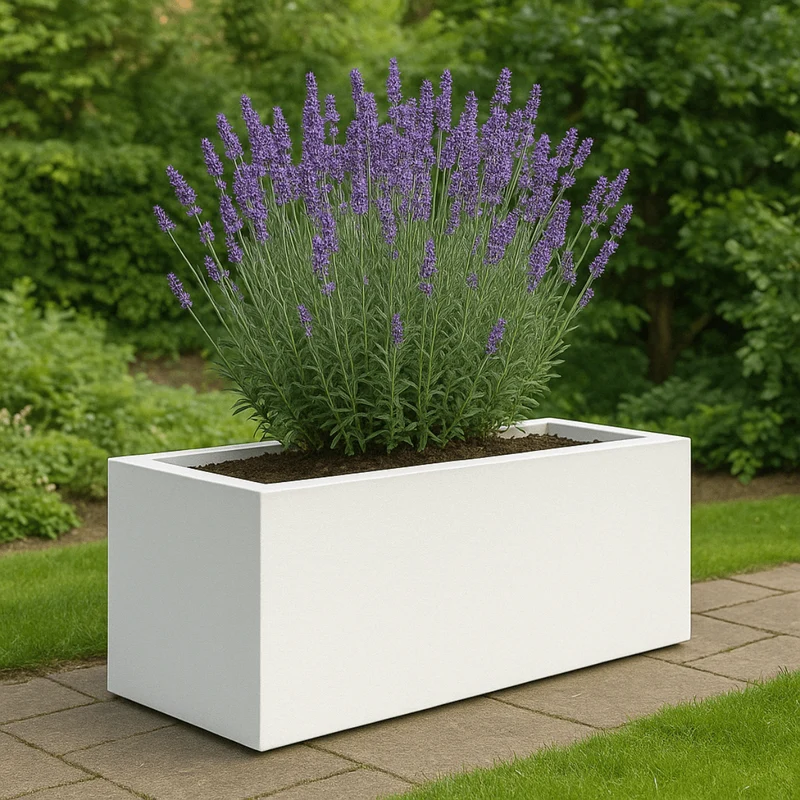 GARDRA Jardinière en polyester blanche pur 120x40x40 cm RAL 9010