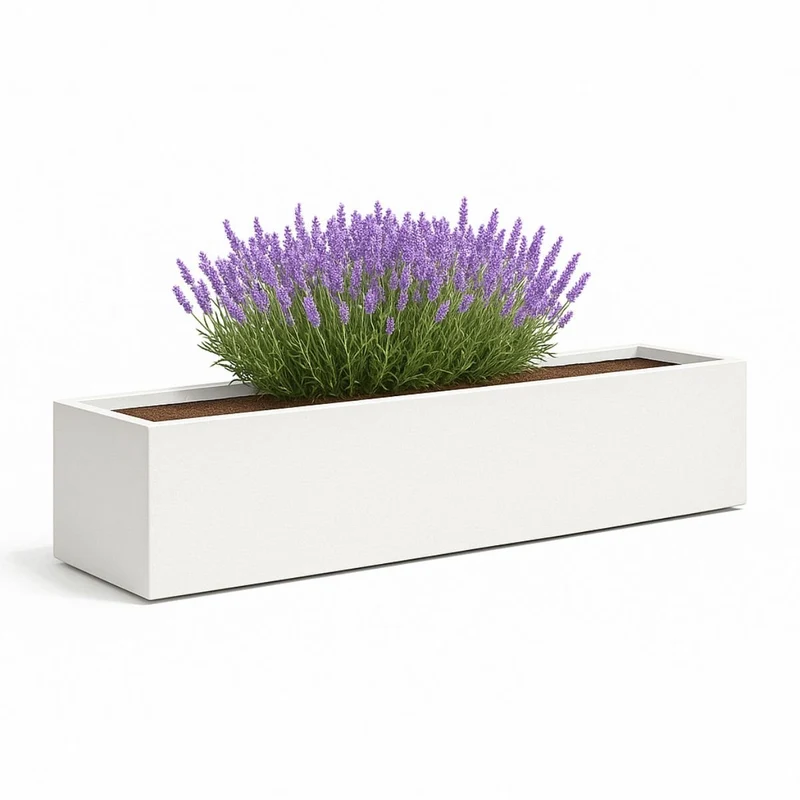 GARDRA Jardinière en polyester blanche pur 200x40x33 cm RAL 9010