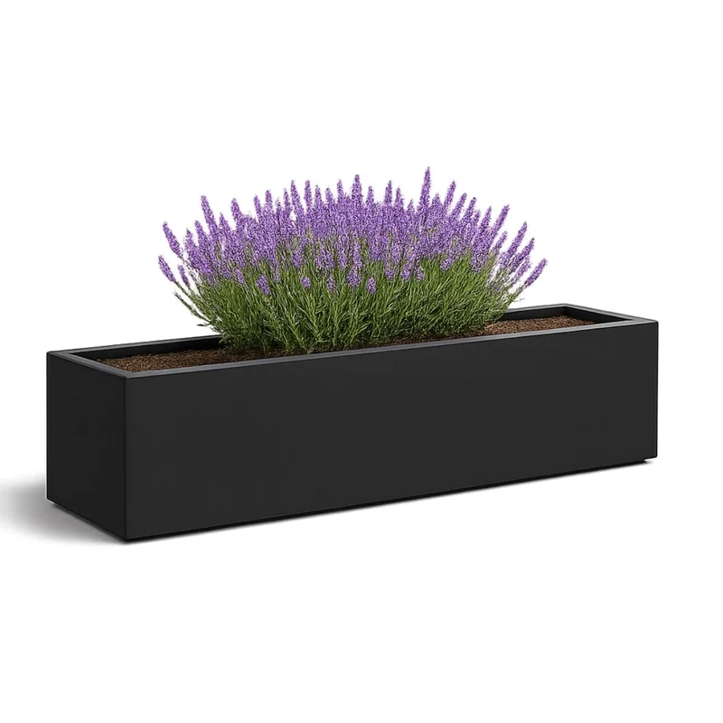 GARDRA Jardinière en polyester noire de jais 200x40x33 cm RAL 9005