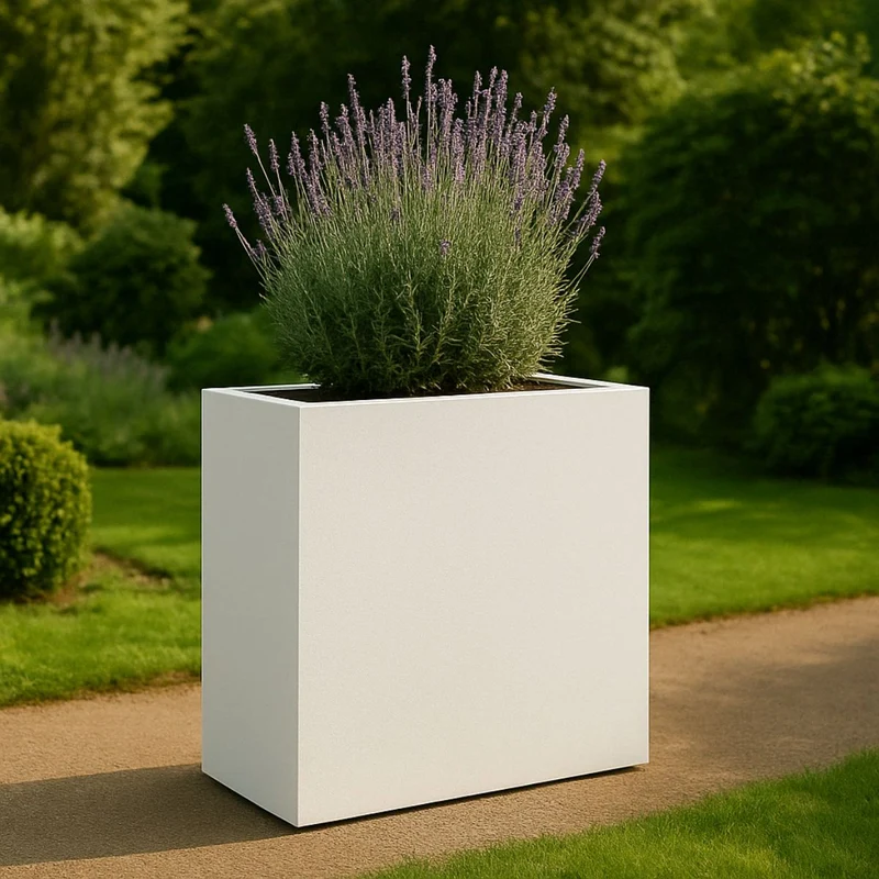 GARDRA Jardinière en polyester blanche pur 110x40x110 cm RAL 9010