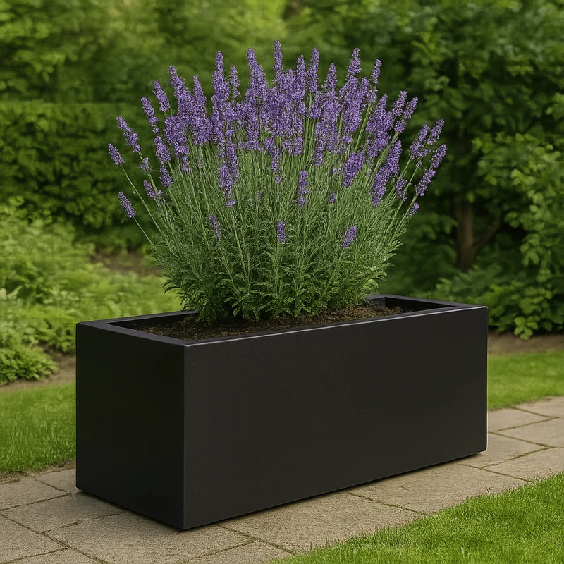 GARDRA Jardinière en polyester noire de jais 120x40x40 cm RAL 9005