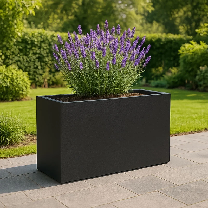 GARDRA Jardinière en polyester noire de jais 110x30x67 cm RAL 9005