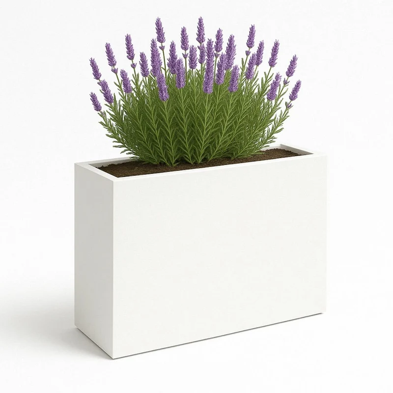 GARDRA Jardinière en polyester blanche pur 100x40x100 cm RAL 9010
