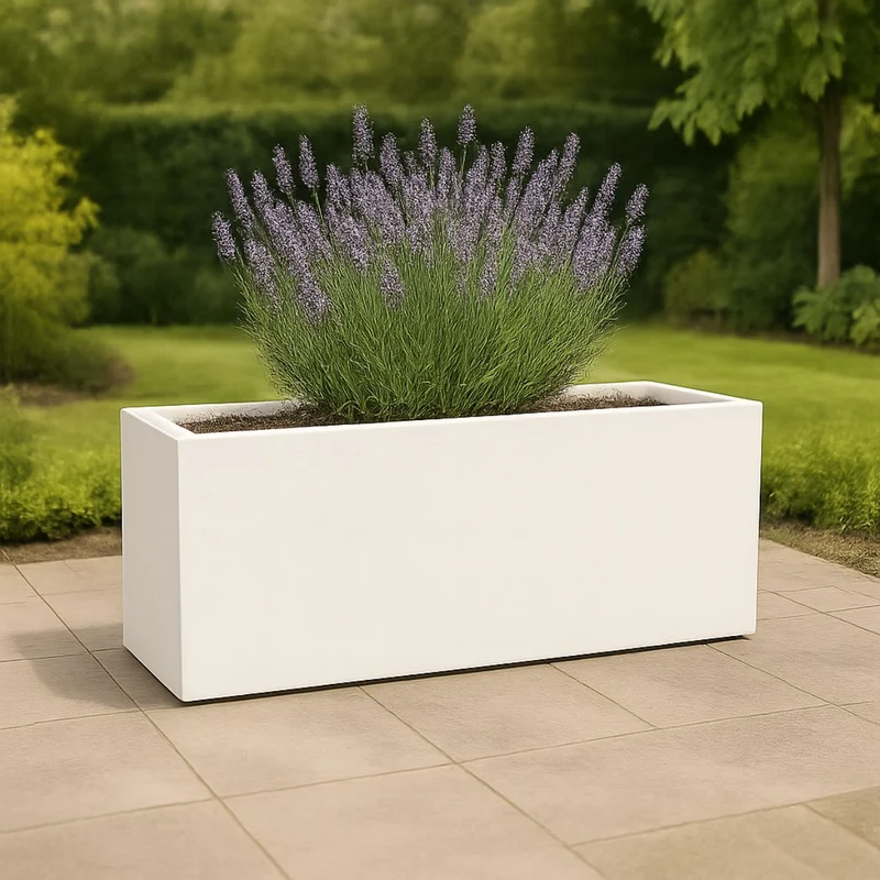 GARDRA Jardinière en polyester blanche pur 120x50x40 cm RAL 9010