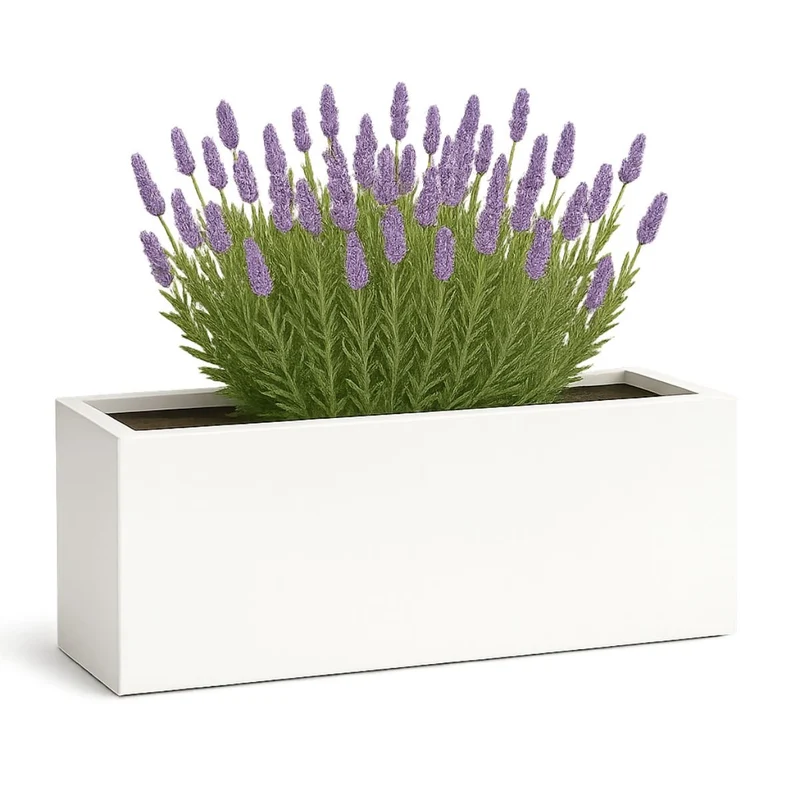 GARDRA Jardinière en polyester blanche pur 120x50x40 cm RAL 9010