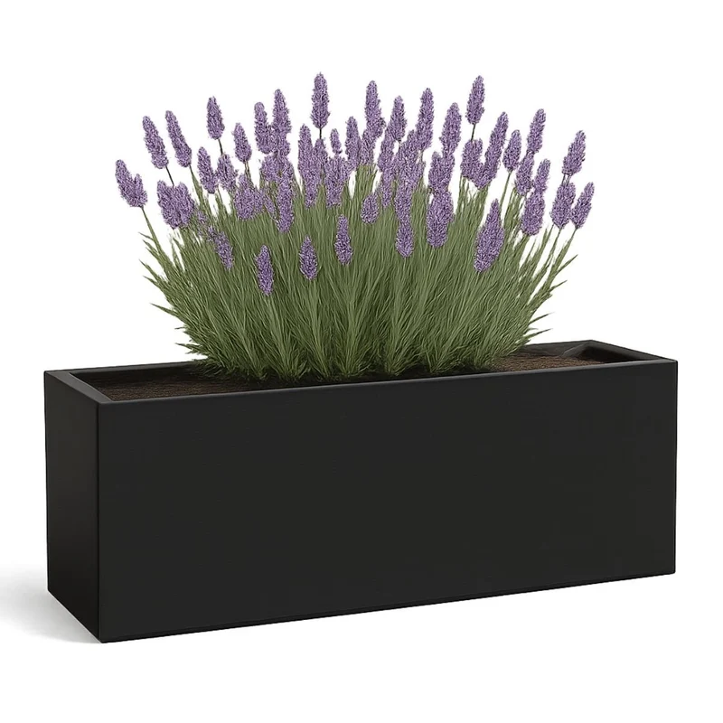 GARDRA Jardinière en polyester noire de jais 120x50x40 cm RAL 9005