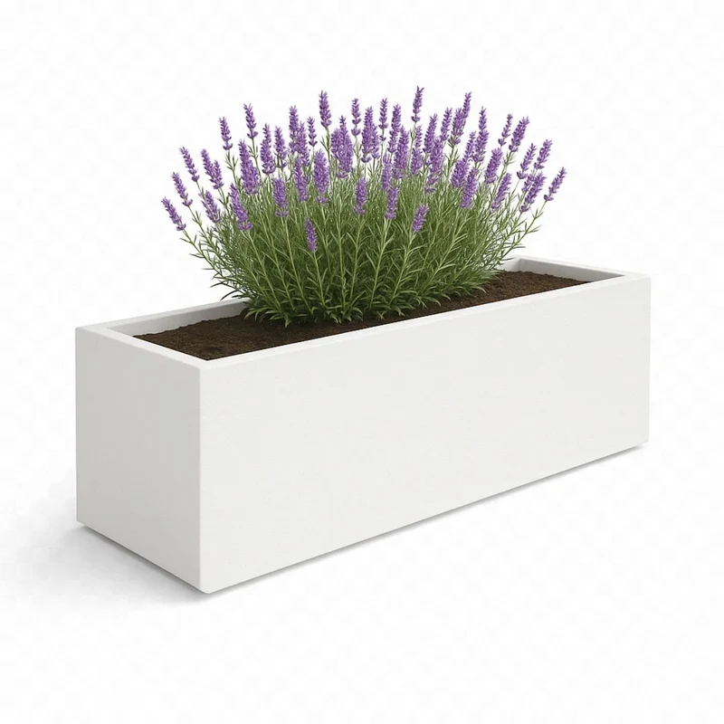 GARDRA Jardinière en polyester blanche pur 200x50x60 cm RAL 9010
