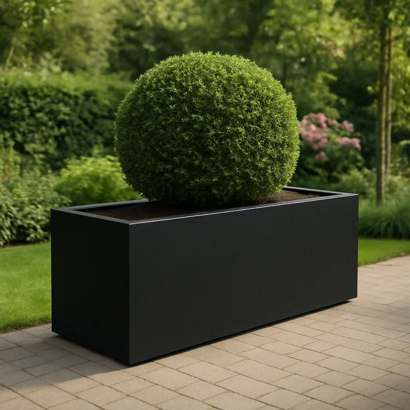 GARDRA Jardinière en polyester noire de jais 200x50x60 cm RAL 9005