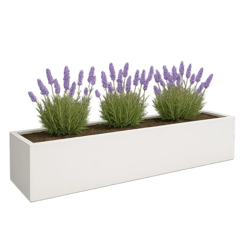 GARDRA Jardinière en polyester blanche pur 230x50x40 cm RAL 9010