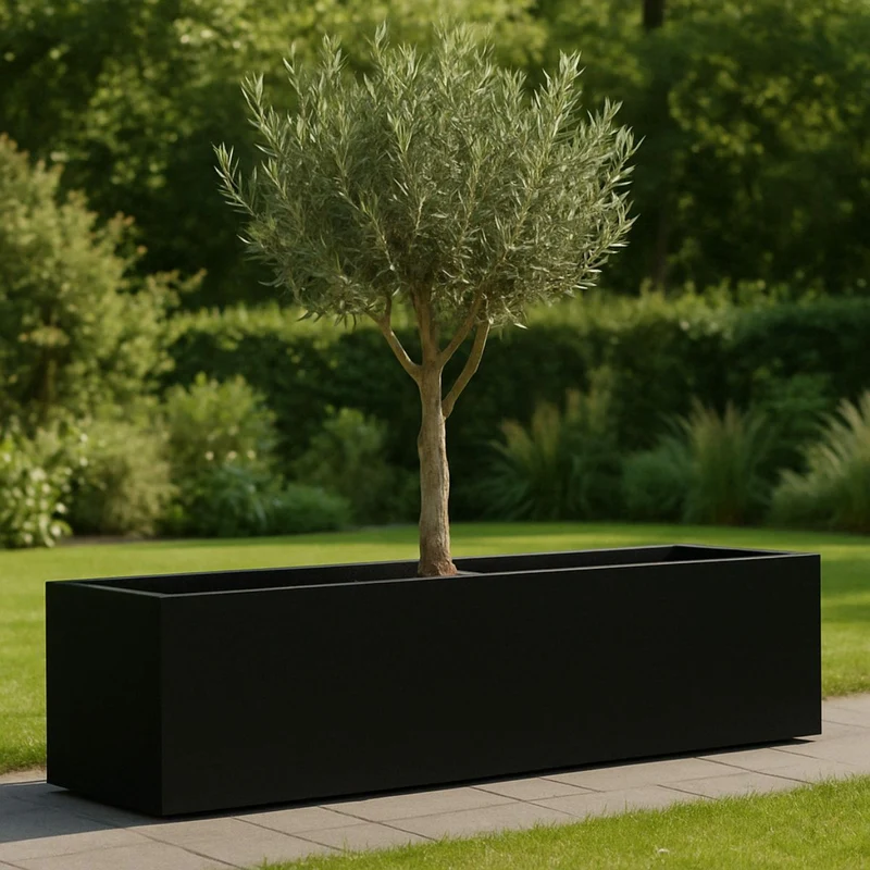 GARDRA Jardinière en polyester noire de jais 230x50x40 cm RAL 9005