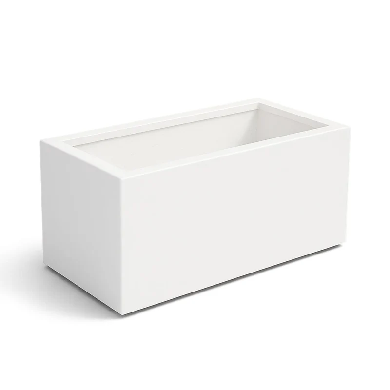 GARDRA Jardinière en polyester blanche pur 100x50x50 cm RAL 9010