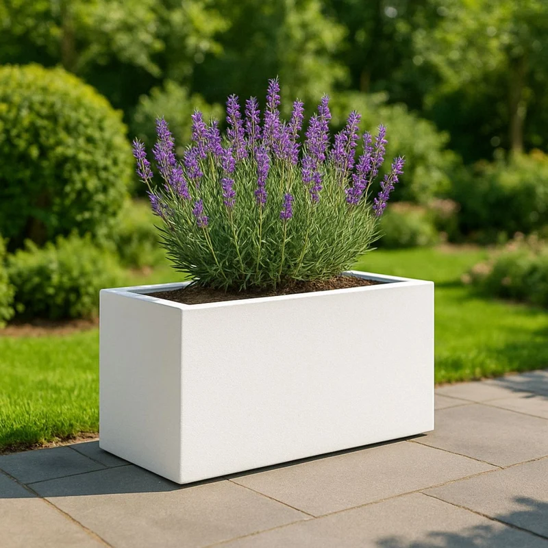 GARDRA Jardinière en polyester blanche pur 75x35x40 cm RAL 9010
