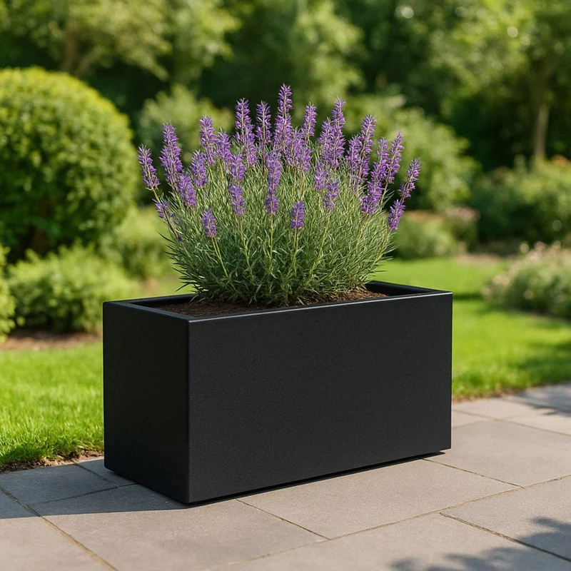 GARDRA Jardinière en polyester noire de jais 75x35x40 cm RAL 9005
