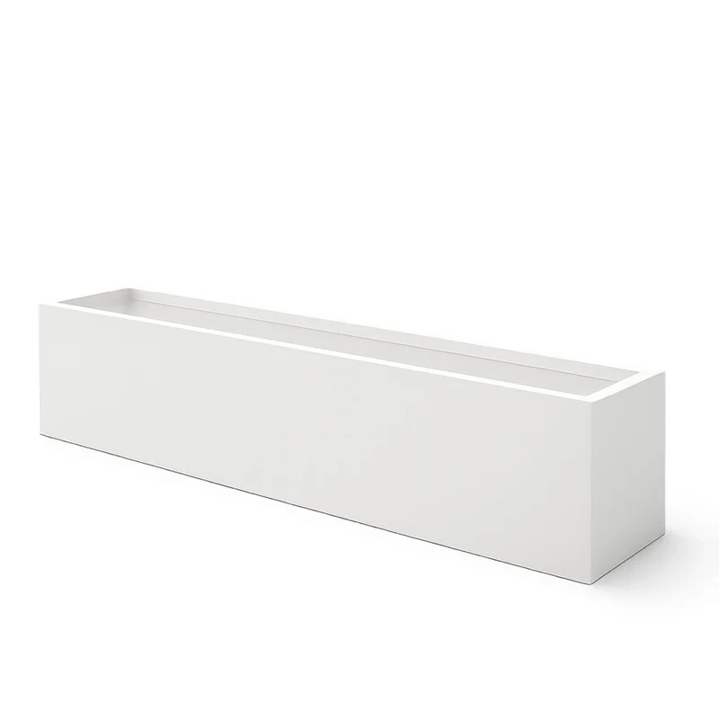 GARDRA Jardinière en polyester blanche pur 200x30x20 cm RAL 9010