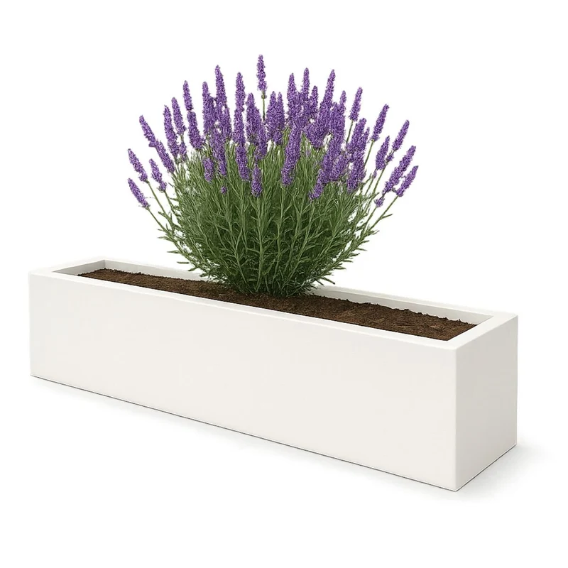GARDRA Jardinière en polyester blanche pur 200x30x20 cm RAL 9010