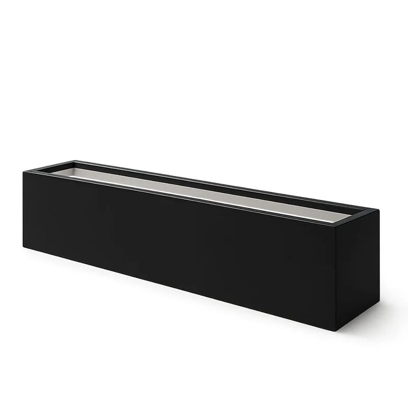 GARDRA Jardinière en polyester noire de jais 200x30x20 cm RAL 9005
