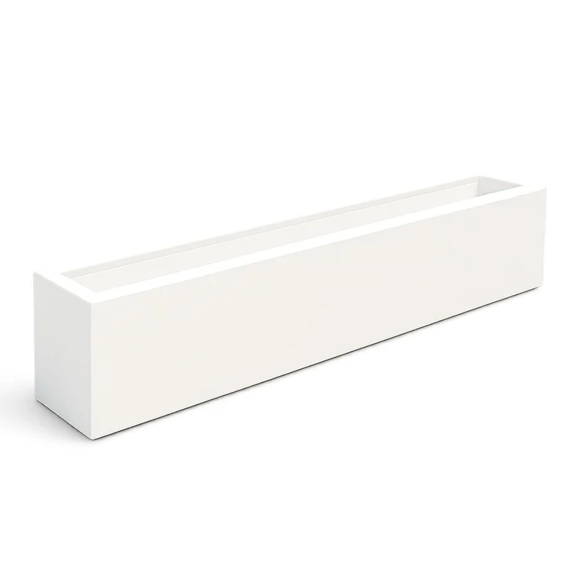 GARDRA Jardinière en polyester blanche pur 208x30x20 cm RAL 9010