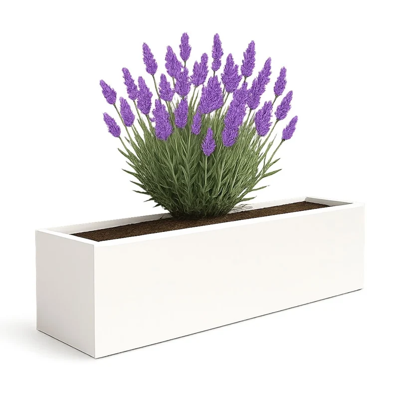 GARDRA Jardinière en polyester blanche pur 208x30x20 cm RAL 9010