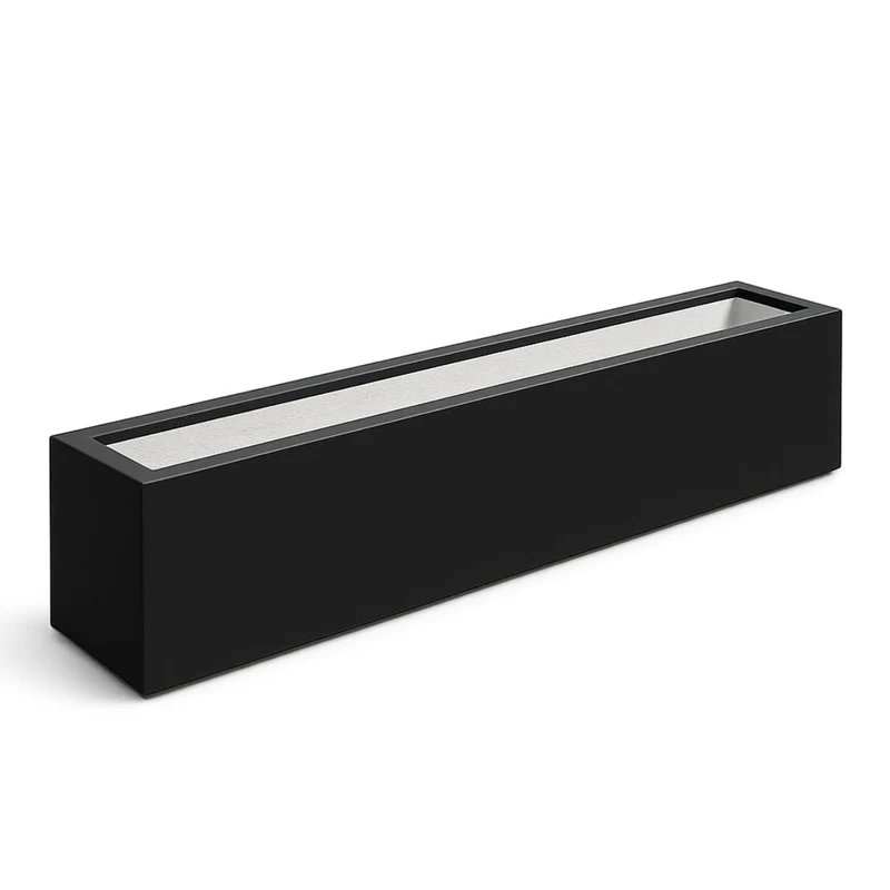 GARDRA Jardinière en polyester noire de jais 208x30x20 cm RAL 9005