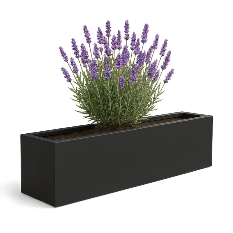 GARDRA Jardinière en polyester noire de jais 208x30x20 cm RAL 9005