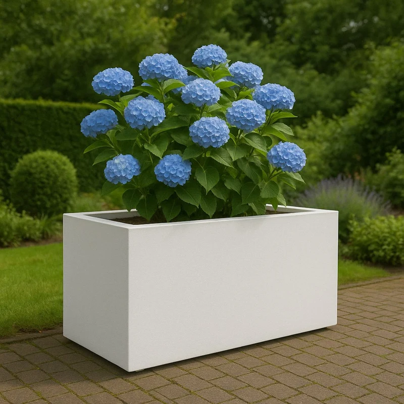 GARDRA Jardinière en polyester blanche pur 150x75x85 cm RAL 9010